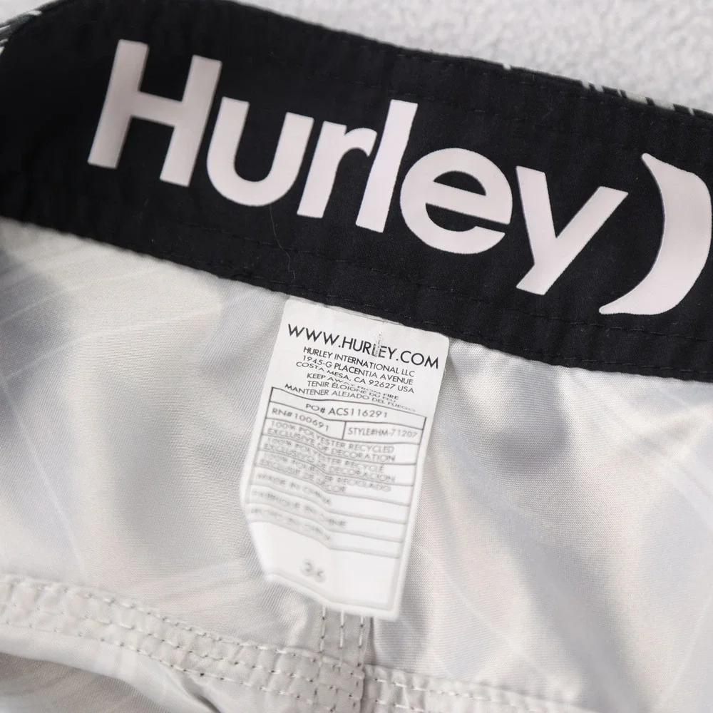 Hurley Mens Black White Plaid‎ Board Shorts Swim Trunks Size 36 Wooster